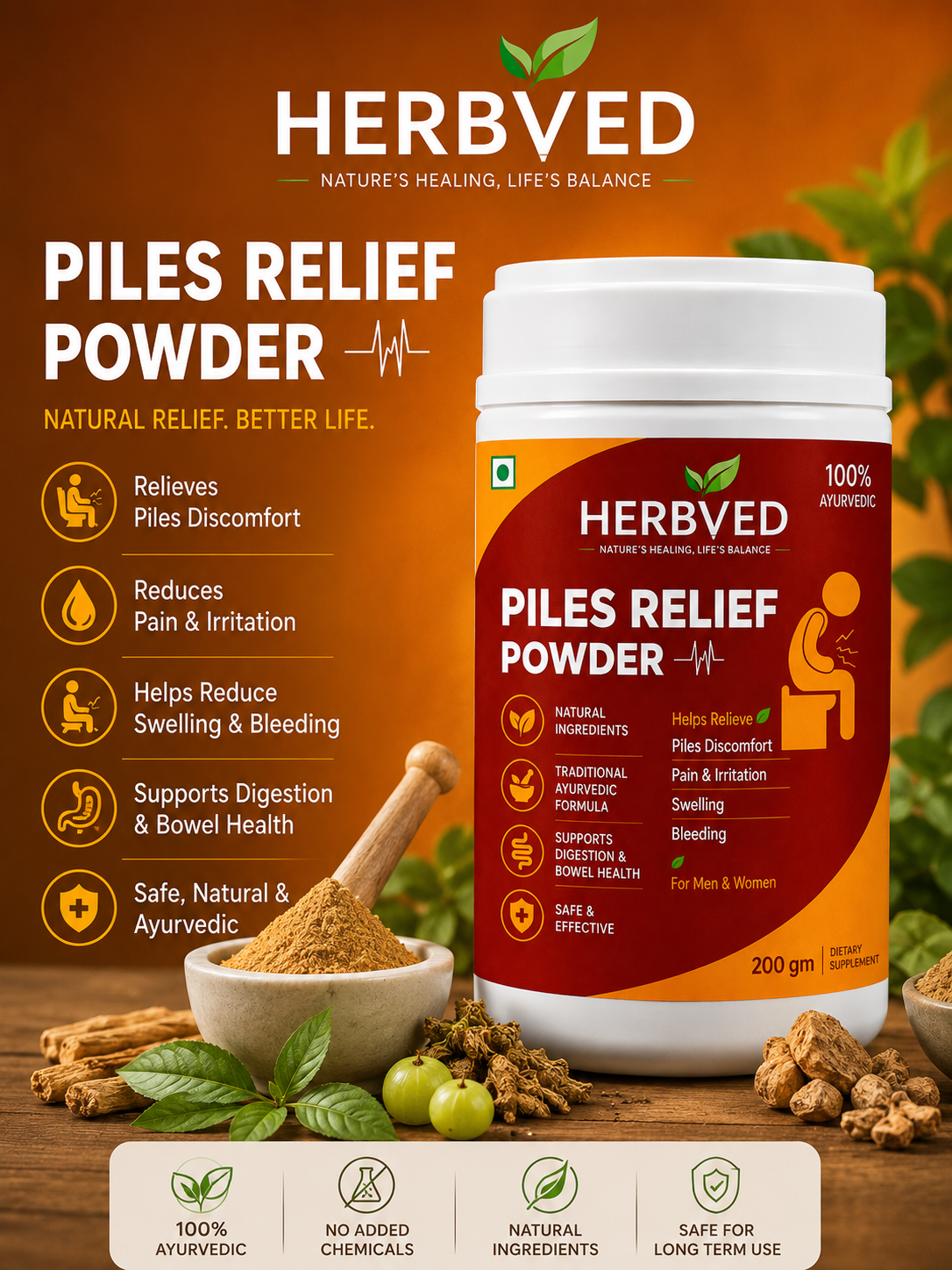 HERBVED PILES RELIEF POWDER-30 DAYS CHALLENGE