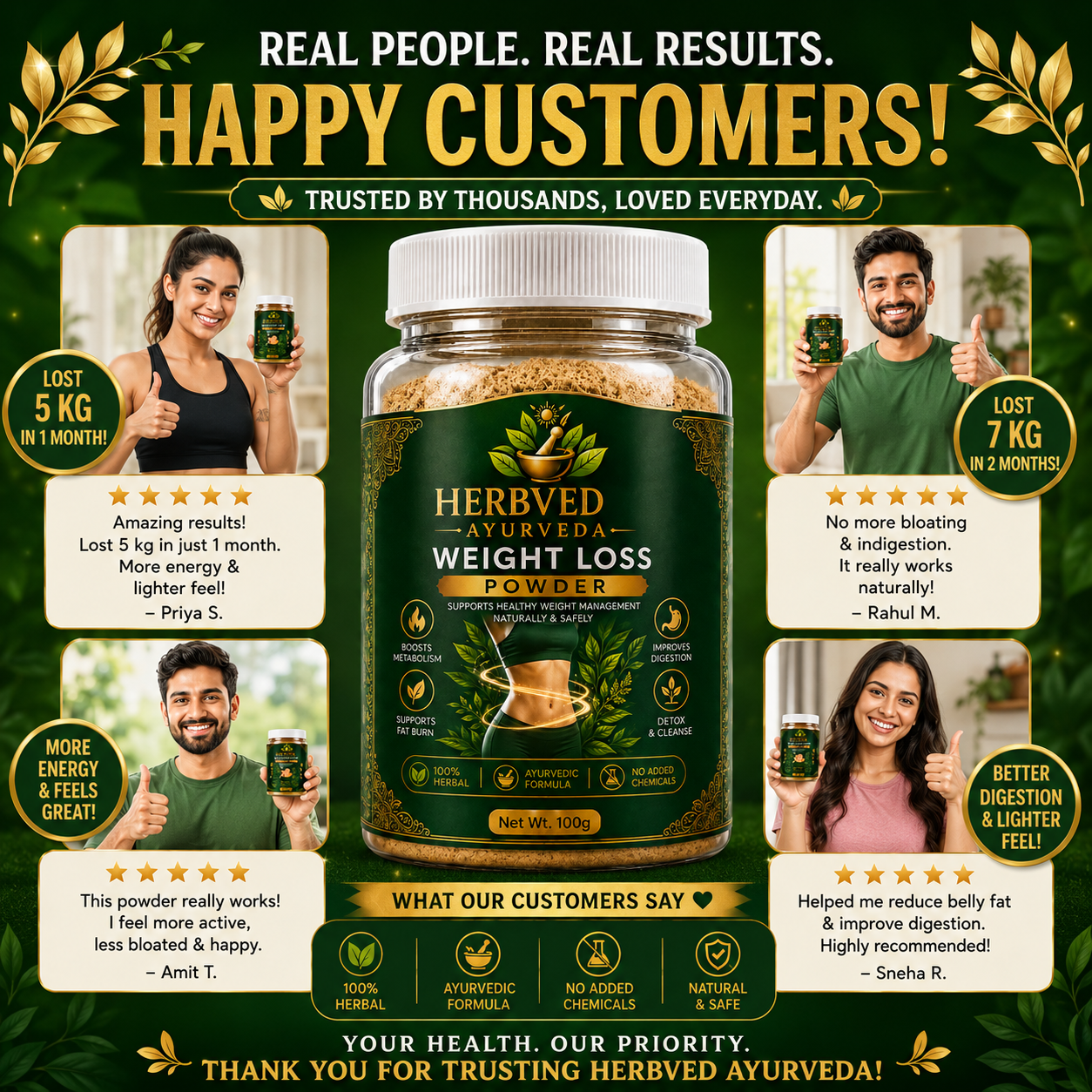 Herbveda Weight Loss Powder 30 Days Challege