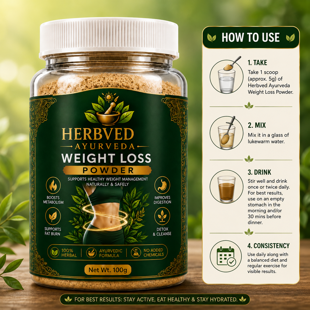 Herbveda Weight Loss Powder 30 Days Challege