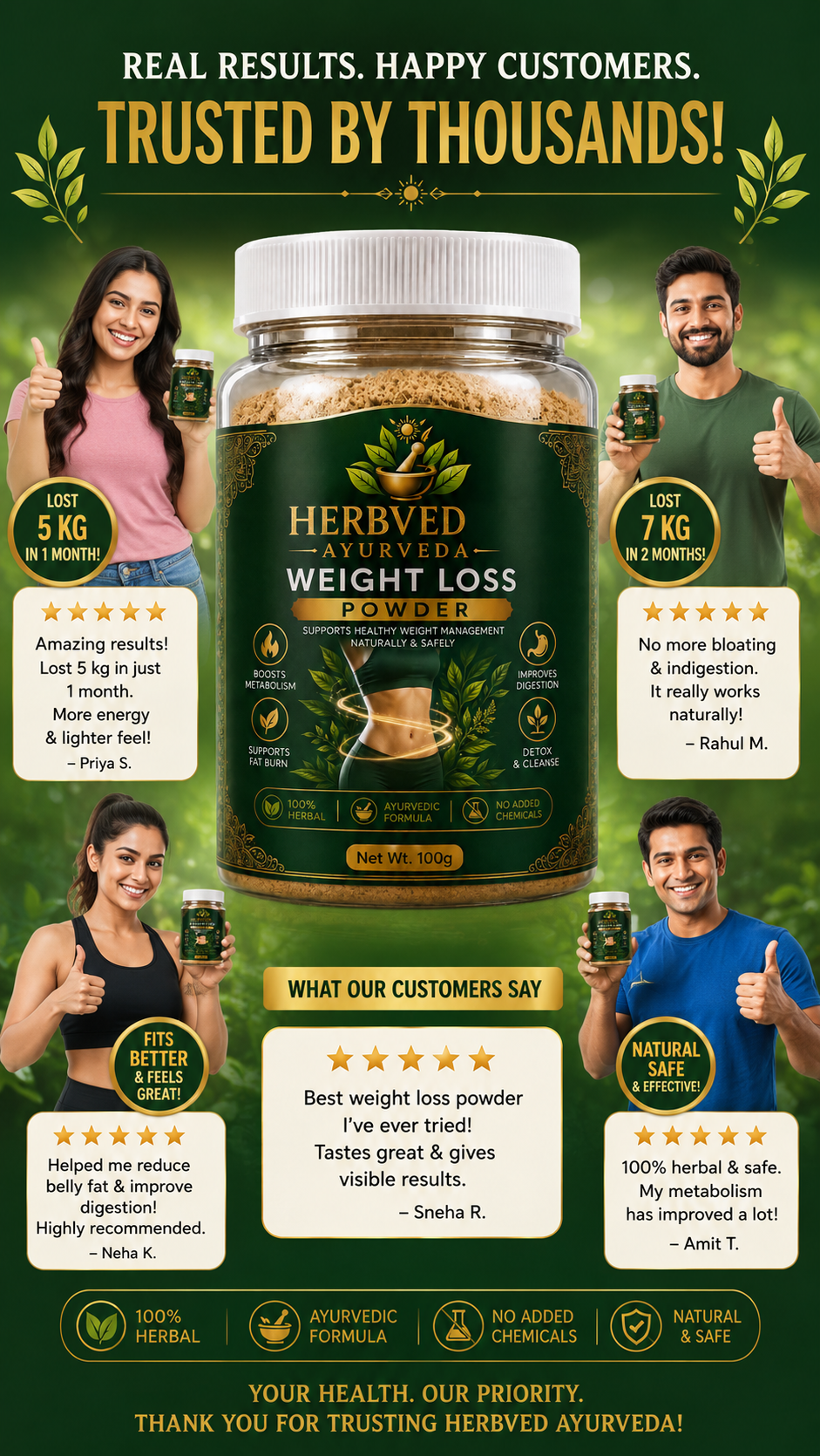 Herbveda Weight Loss Powder 30 Days Challege