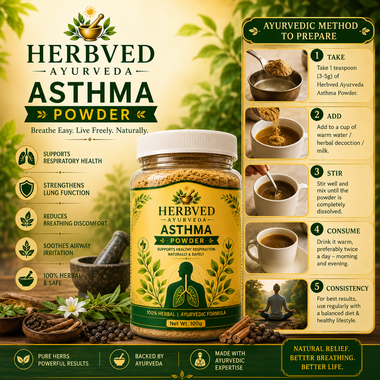 Herbved Asthma Care Powder 30 Days Challenge